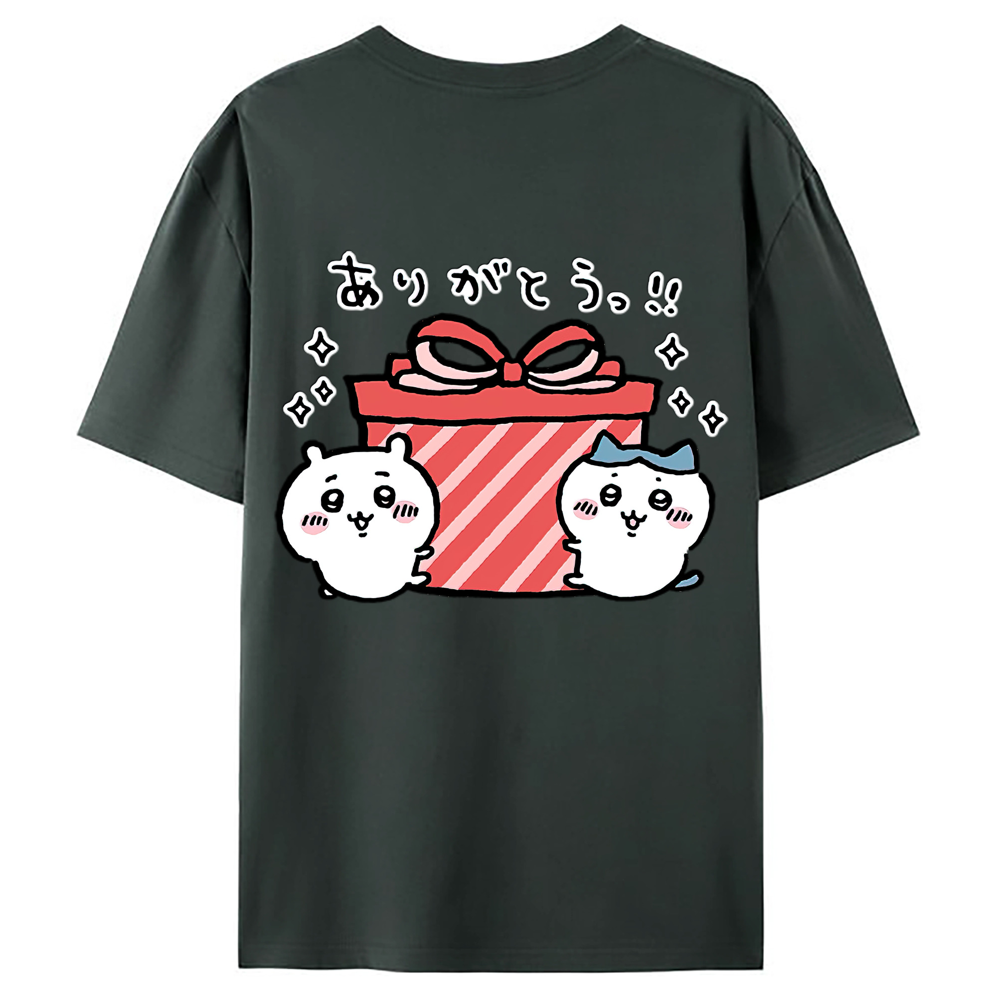 （画像用） ちいかわ ハチワレ Chii-kawa hachiware 綿100％ メンズ半袖Tシャツ（バックプリント） 通気性